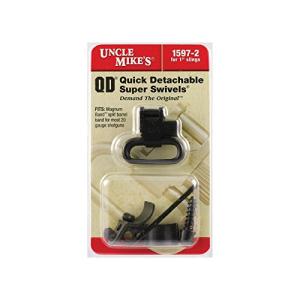 Uncle Mike's Quick Detachable Magnum Band Sling Swivels for Single and Over/Unders, .700-.750-Inch Diameter (Blued, 1-Inch Loop)