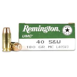 Remington UMC Ammo .40 S&W 180 Grain Full Metal Jacket 500 Rounds 