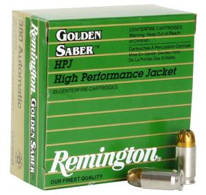 Remington Ammunition GS380B Golden Saber 380 ACP 102 GR Brass Jacket Hollow Point (BJHP) 25 Bx/ 20 Cs