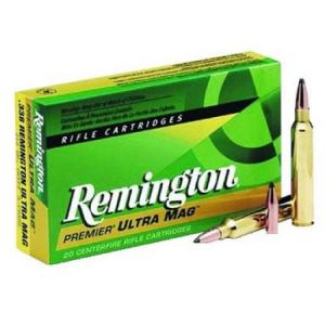 Remington Premier Ammo .338 RUM 250 Grain Swift A-Frame PSP Bullet 2860 fps 20 Rounds 