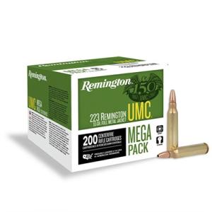 Remington .223 / 5.56 NATO Ammo UMC .223 55 Grain Full Metal Jacket Brass Centerfire 200 Rounds 047700398105