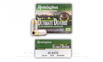 Remington Ultimate Defense Full-Size .45 ACP 230 grain Bonded Jacketed Hollow Point Centerfire Pistol Ammo 20 Rounds 28942