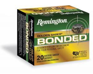 Remington Golden Saber Bonded 9 mm Luger +P 124 Grain Bonded Jacketed Hollow Point Centerfire Pistol Ammo 20 Rounds 29341