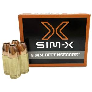 SIM-X 9mm Defensecore Ammunition 45 Grain JHP 20 Rounds