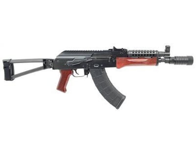 Palmetto State Armory AK-P Red Wood Triangle Side Folding Pistol With Faux Bulgarian Flash Can