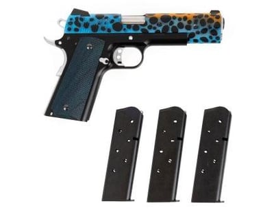 Palmetto State Armory Custom "Poison Arrow Frog" M1911 Pistol w/ 3 Magazines Soft Range Case & Watertight Storage Case Blue