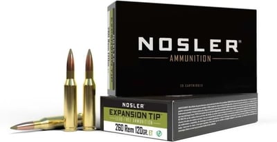 Nosler E-Tip Ammo 260 Remington 120 Grain 2750 FPS 20 Rd.