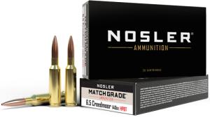 Nosler Match Grade Ammunition 6.5 Creedmoor 140 Grain Custom Competition Hollow Point Boat Tail Box of 20 43455