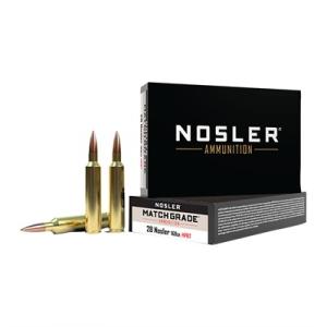 Nosler Match Grade Rifle Ammunition 28 NOS 168 gr HPBT 3075 fps 20/ct