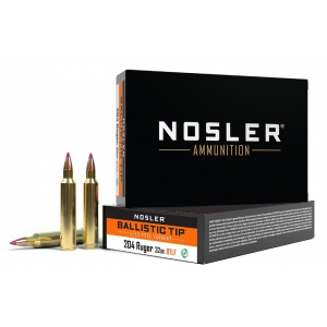 Nosler Ballistic Tip Ammo 204 Ruger 32 Grain 3975 FPS 20 Rd.