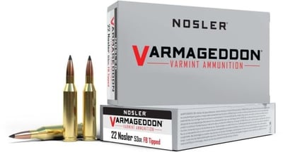 Nosler Varmageddon Ammo 22 Nosler 53 Grain FB Tipped 20 Rd.