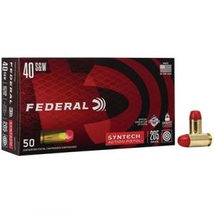 Federal Premium Syntech Action Pistol 40 S&W 205 Grain Syntech Jacket Flat Nose Centerfire Pistol Ammunition 50 Rounds AE40SJAP1