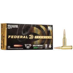 Federal Premium SIERRA MATCHKinG BTHP .224 Valkyrie 90 Grain Sierra MatchKing Boat Tail Hollow Point Centerfire Rifle Ammo 20 Rounds GM224VLK1 0604544630275