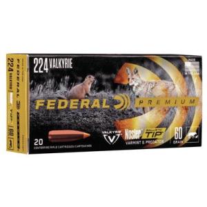 Federal Premium NOSLER BALLISTIC TIP .224 Valkyrie 60 Grain Nosler Ballistic Tip Centerfire Rifle Ammo 20 Rounds P224VLKBT1 0604544630282