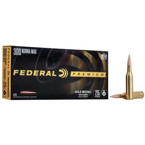 Federal Premium Gold Medal Berger 300 Norma Mag 215 Grain Berger Hybrid Brass Cased Centerfire Rifle Ammunition 20 Rounds GM300NMBH1 0604544630350