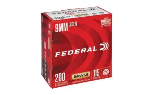 Federal Premium 9 mm Luger 115 grain Full Metal Jacket Brass Centerfire Pistol Ammo 200 Rounds WM51992 0604544634211