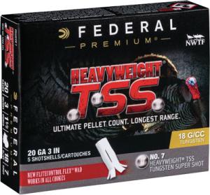 Federal Premium Heavyweight TSS Turkey Shotshells - 20 Gauge - #7 - 3" - 5 Rounds 0604544638011
