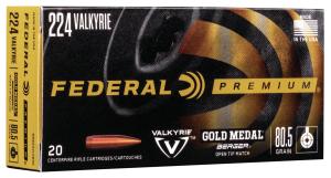 Federal Premium GOLD MEDAL BERGER .224 Valkyrie 80.5 Grain Berger Boat Tail Target Centerfire Rifle Ammo 20 Rounds GM224VLKBH2 0604544651768