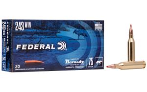 Federal Premium HORNADY V-MAX .243 Winchester 75 Grain Hornady V-Max Centerfire Rifle Ammo 20 Rounds V243VM75 0604544657432