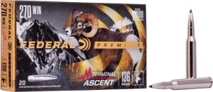Federal Premium Terminal Ascent, .270 Winchester, Bonded Polymer Tip, 136 Grain, 20 Rounds 0604544659368