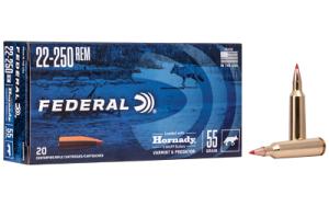 Federal Premium Varmint & Predator Rem 55 Grain Hornady V-Max Brass Cased Centerfire Rifle 20 Rounds 0604544662566
