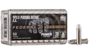 Federal Punch Personal Defense 22 Long Rifle Ammo - 22 Long Rifle 29gr Nickel Plated Flat Nose 50/Box 0604544671162