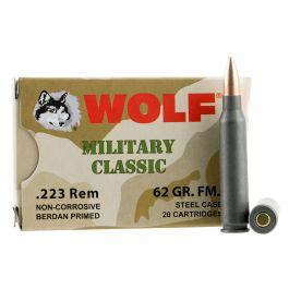 Wolf Performance Military Classic 62 gr Full Metal Jacket .223 Rem/5.56 Ammo, 20/box - MC22362FMJ 0645611451157