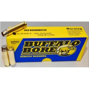 Buffalo Bore Ammo .450 Bushmaster 360 Grain HCL FN GC 1700 fps 20 Rd./Box