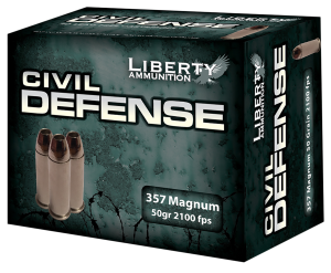 Liberty Ammunition Civil Defense .357 Magnum 50 Grain HP Brass Case Centerfire Pistol Ammo 20 Rounds Box LA-CD-357-030
