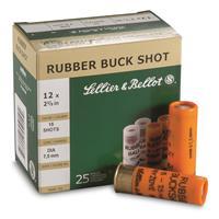 Sellier & Bellot Rubber Shotshells - 12 Gauge - 15 Rubber Pellets - 25 Rounds 0754908550104