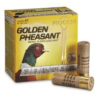 Fiocchi Golden Pheasant, 12 Gauge, 3" Shells, 1 3/4 oz., Nickel Plated, 25 Rounds 0762344703671
