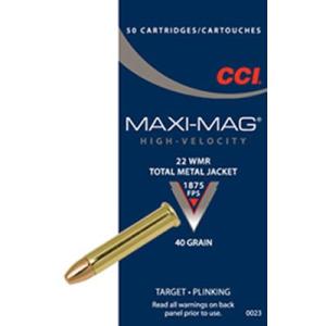 CCI Maxi-Mag Ammo 22 Magnum (Wmr) 40gr Total Metal Jacket - 22 Wmr 40gr Total Metal Jacket 50/Box