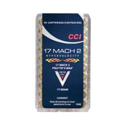 CCI Varmint .17 Hornady Mach 2 Ammunition 50 Rounds 17 Grain Polymer Tip V-Max Projectile 2010fps