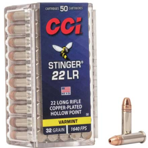 CCI Stinger Hypervelocity Ammo 22 Long Rifle 32gr Copper Plated Hp - 22 Long Rifle 32gr Copper Plated Hollow Point 50/Box 0050