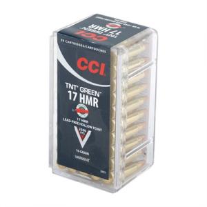 CCI Ammunition 17 Hornady Magnum Rimfire (HMR) 16 Grain Speer TNT Green Hollow Point Lead-Free Box of 50