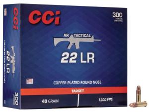 CCI Tactical Ammunition 22 Long Rifle 40 Grain Plated Lead Round Nose Box of 300