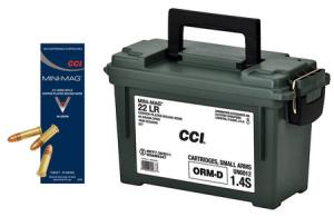 CCI Ammo CPRN Mini-Mag 22LR 40 Grain Gilded Lead Round Nose 1235 fps 1600 Rd./Brass Case