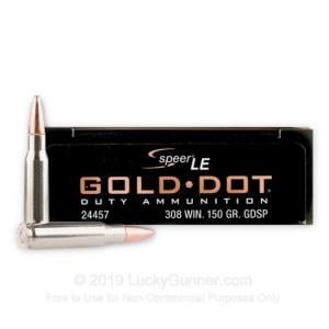 Speer 308 Win - 150 Grain Soft Point – Speer Gold Dot - 20 Rounds