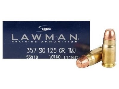 Speer Lawman Handgun Training .357 SIG 125 Grain Total Metal Jacket Centerfire Pistol Ammo 50 Rounds