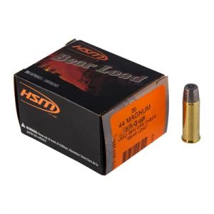 HSM Ammunition Bear Load .44 Remington Magnum 305 Grain Wide Flat Nose Brass Cased Pistol Ammo 20 Rounds 44M15N20