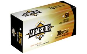 Armscor Precision Inc USA .38 Special 158 Grain Full Metal Jacket Brass Cased Pistol Ammunition 50 Rounds FAC38-17N-50RD