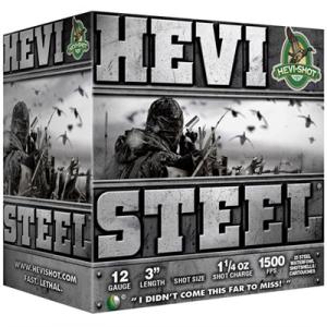 HEVI-Shot Hevi-Steel Waterfowl Ammunition 12 Gauge 3" 1-1/4 oz #2 Non-Toxic Shot Box of 25 0816383600023
