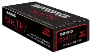 Ammo Inc. Stelth Subsonic, .45 ACP, TMC, 230 Grain, 50 Rounds