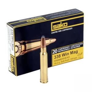 SAKO Hammerhead .338 Winchester Magnum Bonded Round Nose, 250 Grain, 2575 fps, 20 Round Box