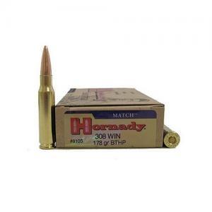 Hornady Match Rifle Ammunition .308 Win 178 gr BTHP Match 20/Box