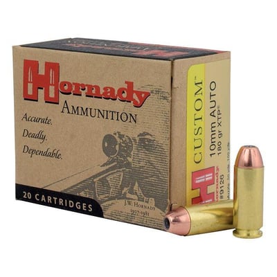 Hornady Custom Ammunition 10mm Auto 180 Grain XTP Jacketed Hollow Point Box of 20 9126