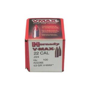 Hornady V-MAX Bullets .22 cal .224" 53 gr V-MAX 100/ct 090255701036