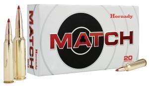 Hornady Match .308 Winchester Ammunition 20 Rounds 155 Grain ELD Match Polymer Tip Projectile 2850fps