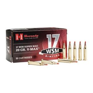 Hornady Varmint Express Rimfire Ammunition .17 WSM 20 gr VMAX 3000 fps  50/box