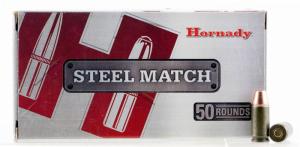 Hornady Steel Match Ammo 9mm Luger 125gr Hap - 9mm Luger 125gr Steel Case Hap 50/Box 090255902754